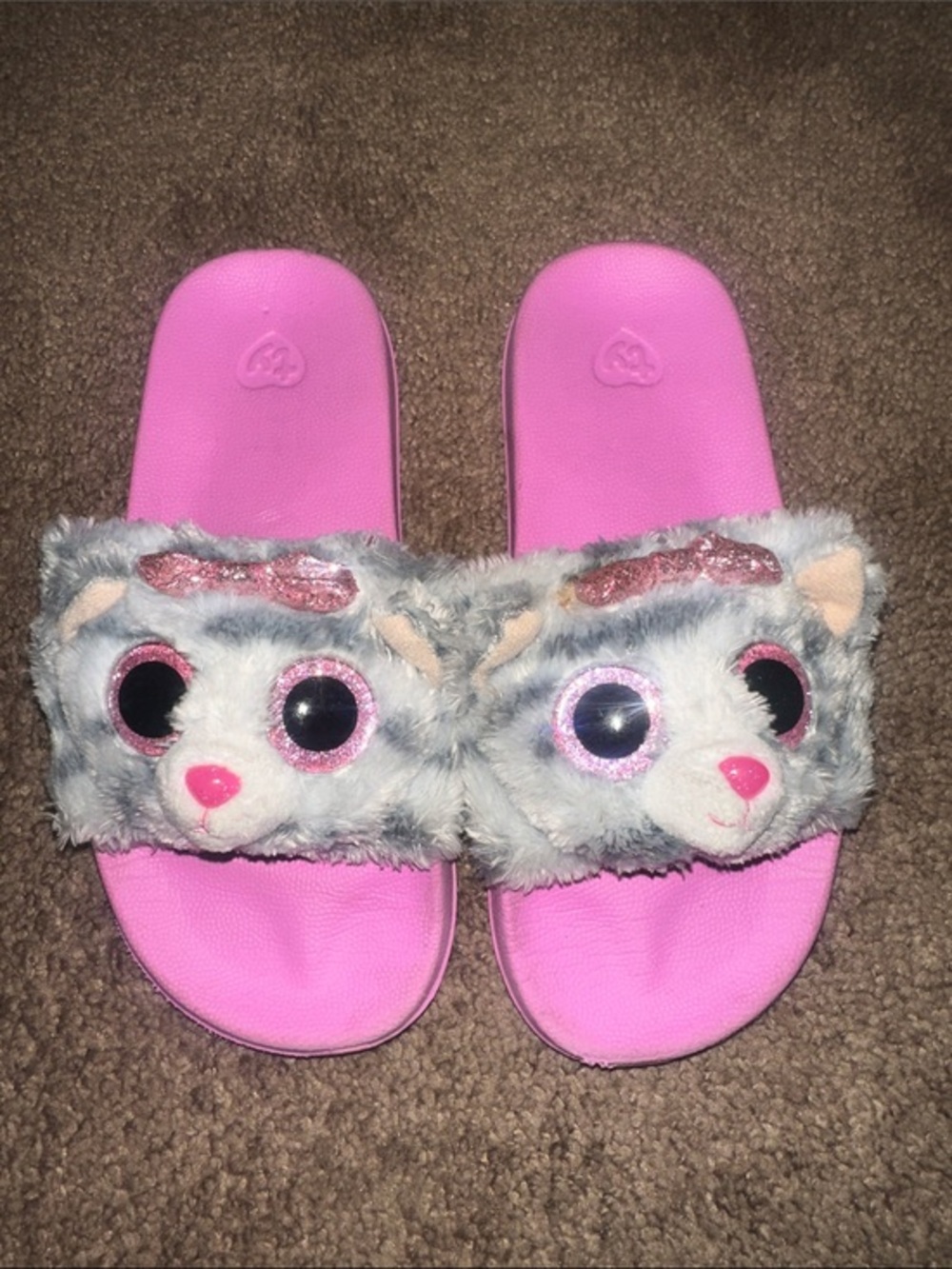 Ty Pink Plush Animal Slide Sandals